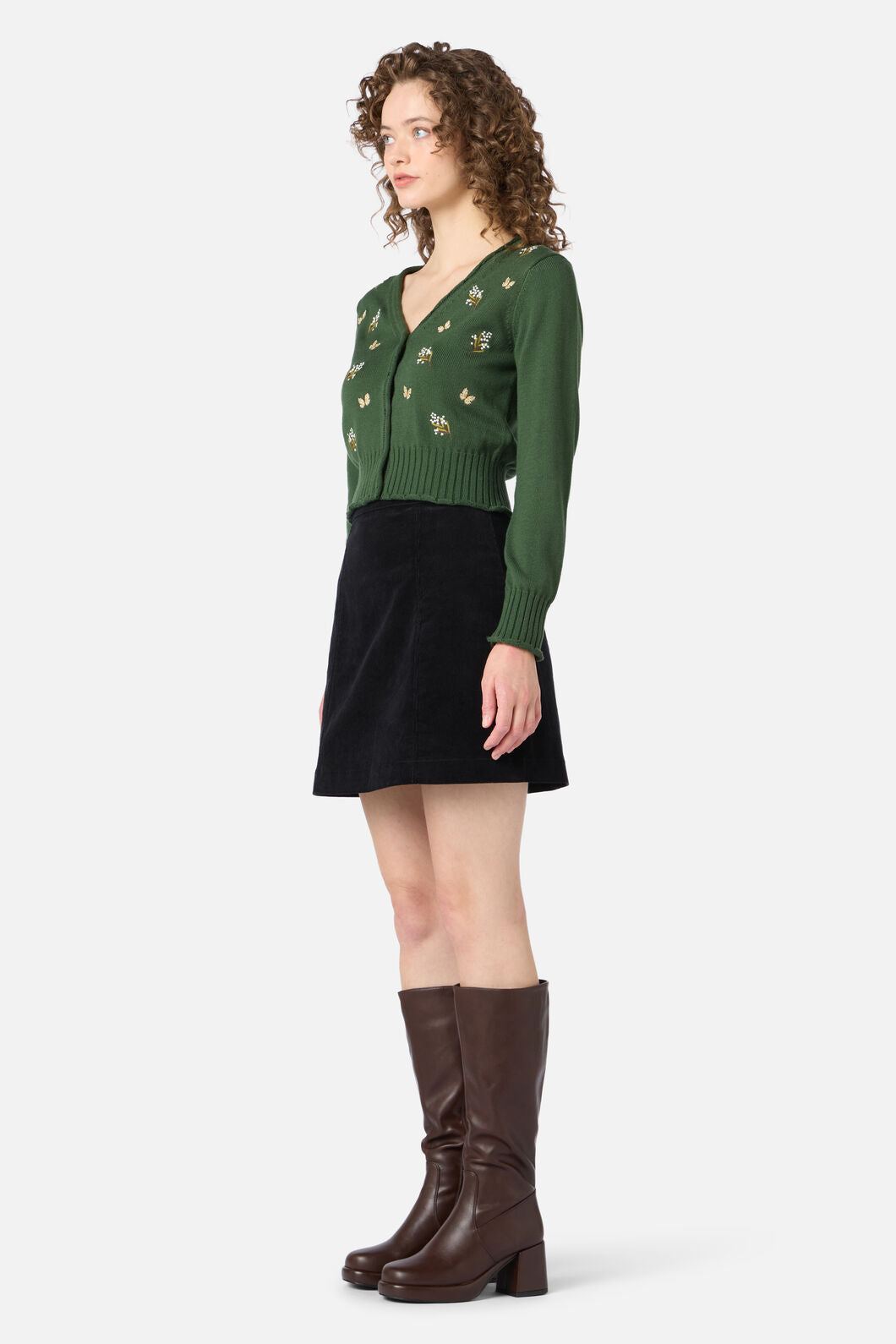 Princess Highway - Wattle & Butterfly Cardigan - green