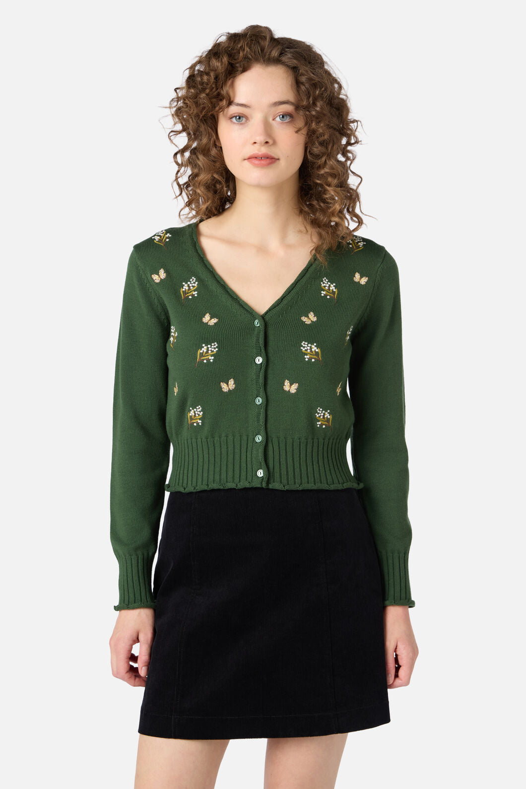 Princess Highway - Wattle & Butterfly Cardigan - green