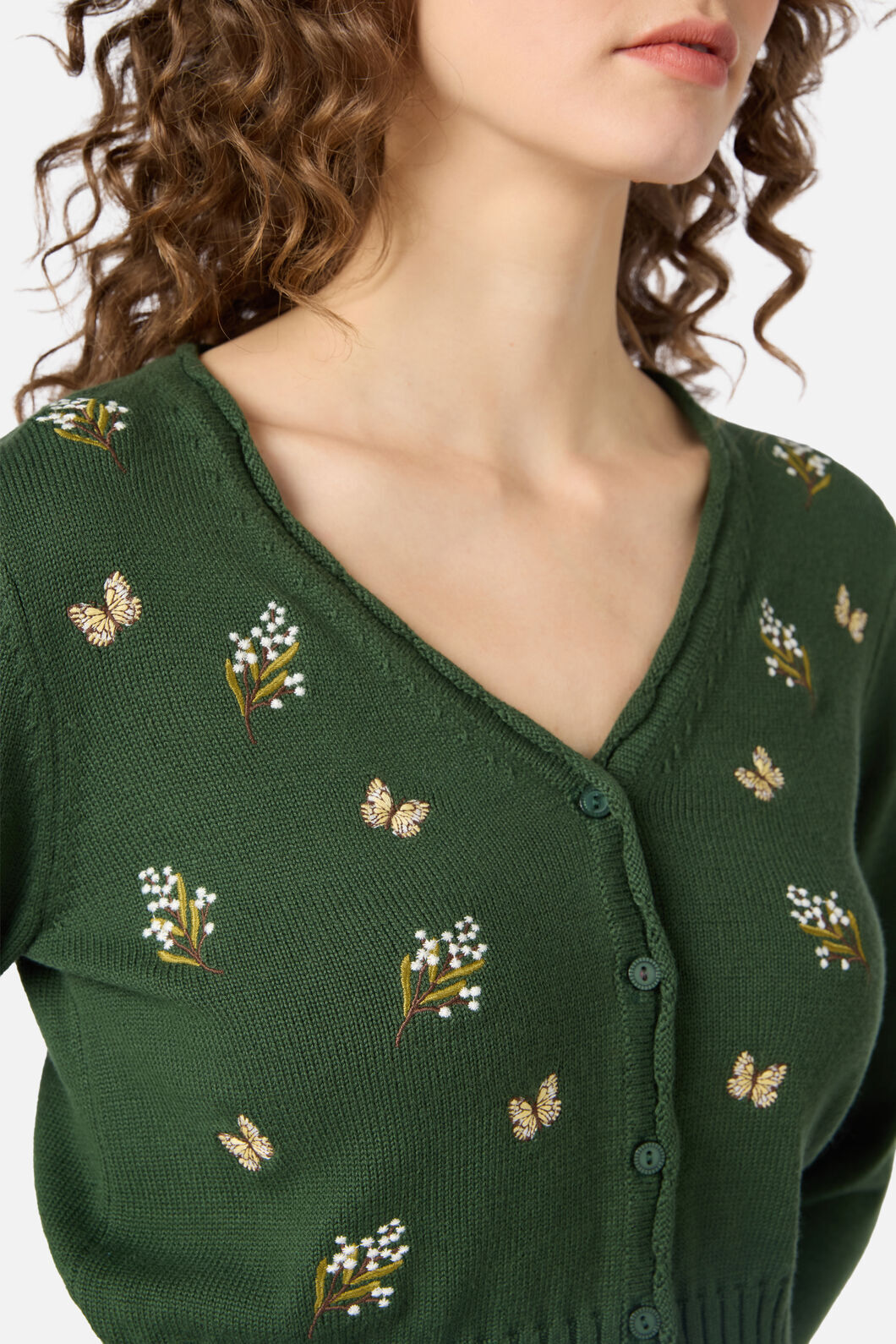 Princess Highway - Wattle & Butterfly Cardigan - green