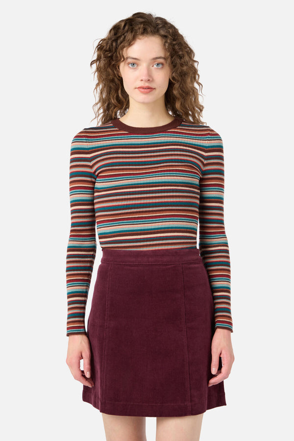 Princess Highway - Lucy Stripe Knit Top - chocolate
