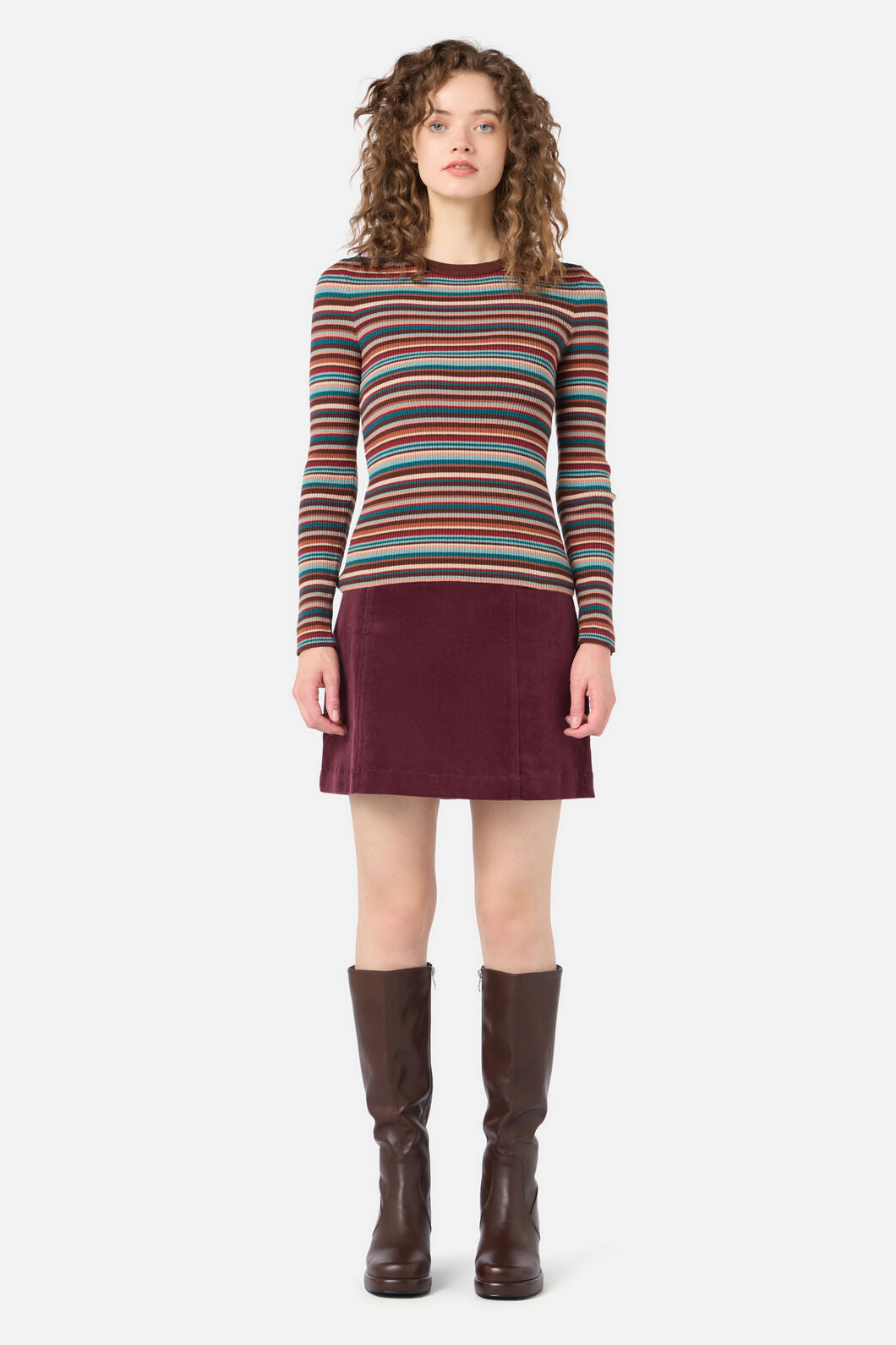 Princess Highway - Lucy Stripe Knit Top - chocolate