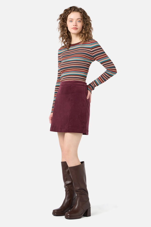 Princess Highway - Lucy Stripe Knit Top - chocolate