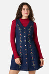 Princess Highway - Roses Embroidered Pinafore - blue-denim