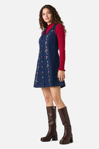 Princess Highway - Roses Embroidered Pinafore - blue-denim