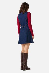 Princess Highway - Roses Embroidered Pinafore - blue-denim