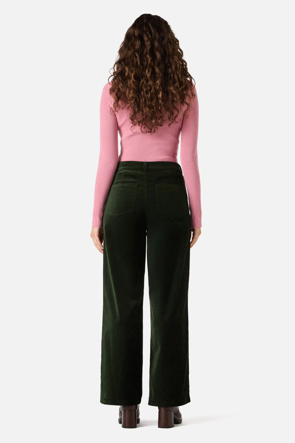 Princess Highway - Rachel Velvet Jean - olive-green