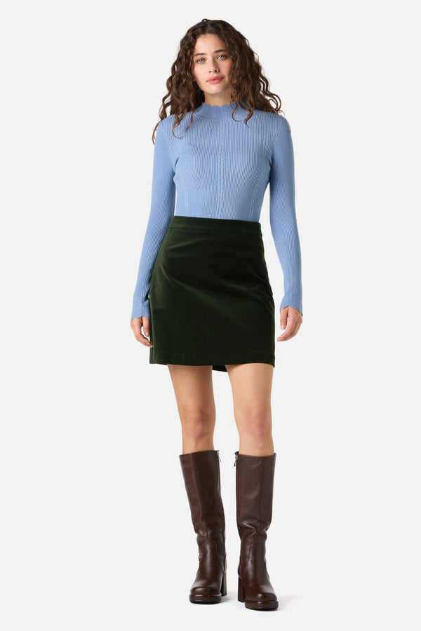 Princess Highway - Rachel Velvet Skirt - olive-green