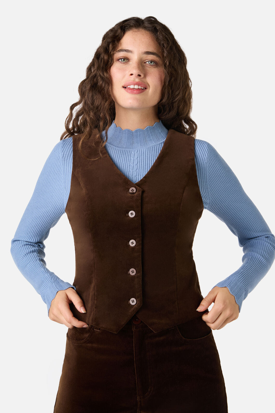 Princess Highway - Rachel Velvet Vest - chocolate