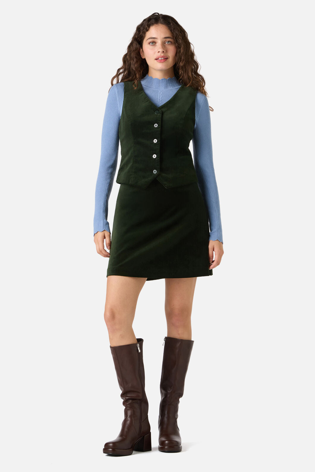 Princess Highway - Rachel Velvet Vest - olive-green