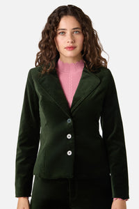 Princess Highway - Rachel Velvet Blazer - olive-green