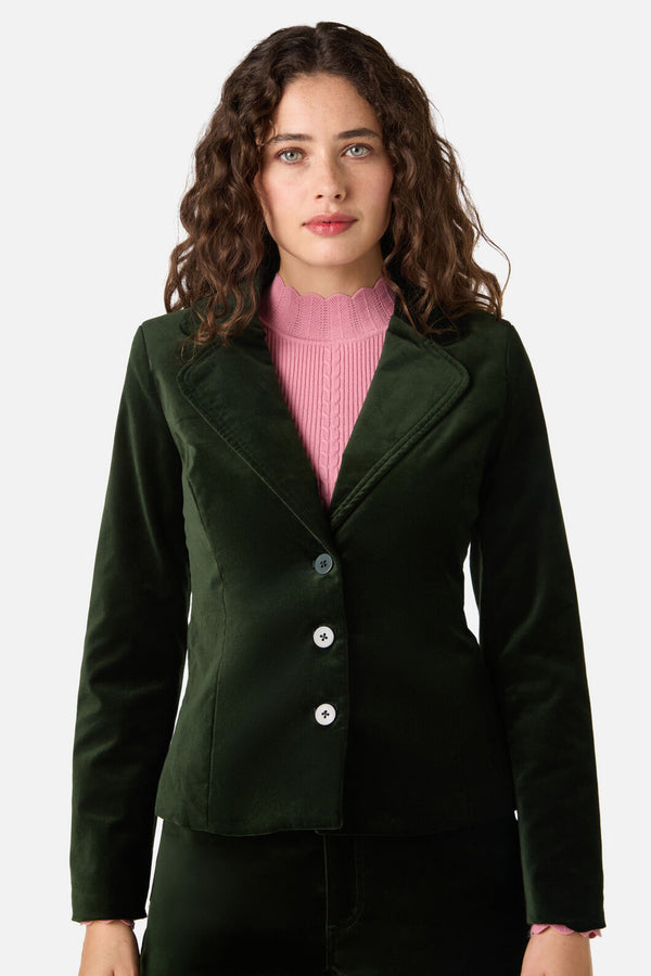 Princess Highway - Rachel Velvet Blazer - olive-green