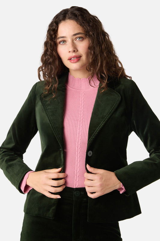 Princess Highway - Rachel Velvet Blazer - olive-green