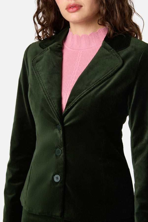 Princess Highway - Rachel Velvet Blazer - olive-green