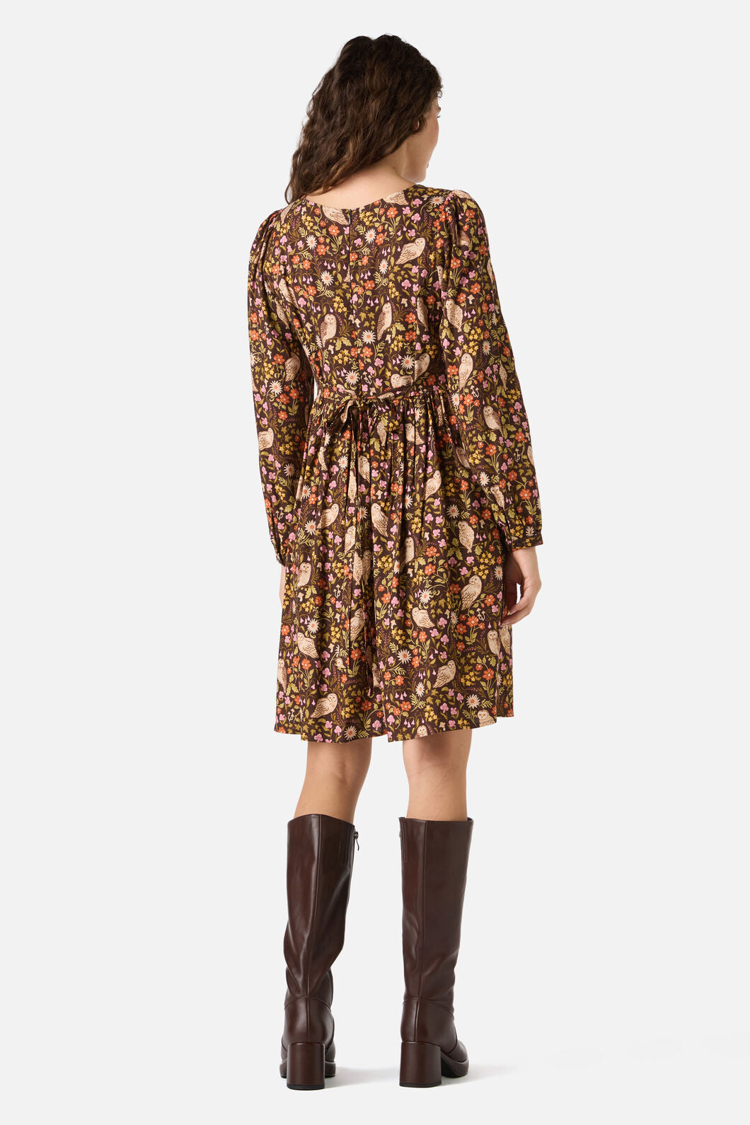 Princess Highway - Forest Owl Mini Dress - chocolate