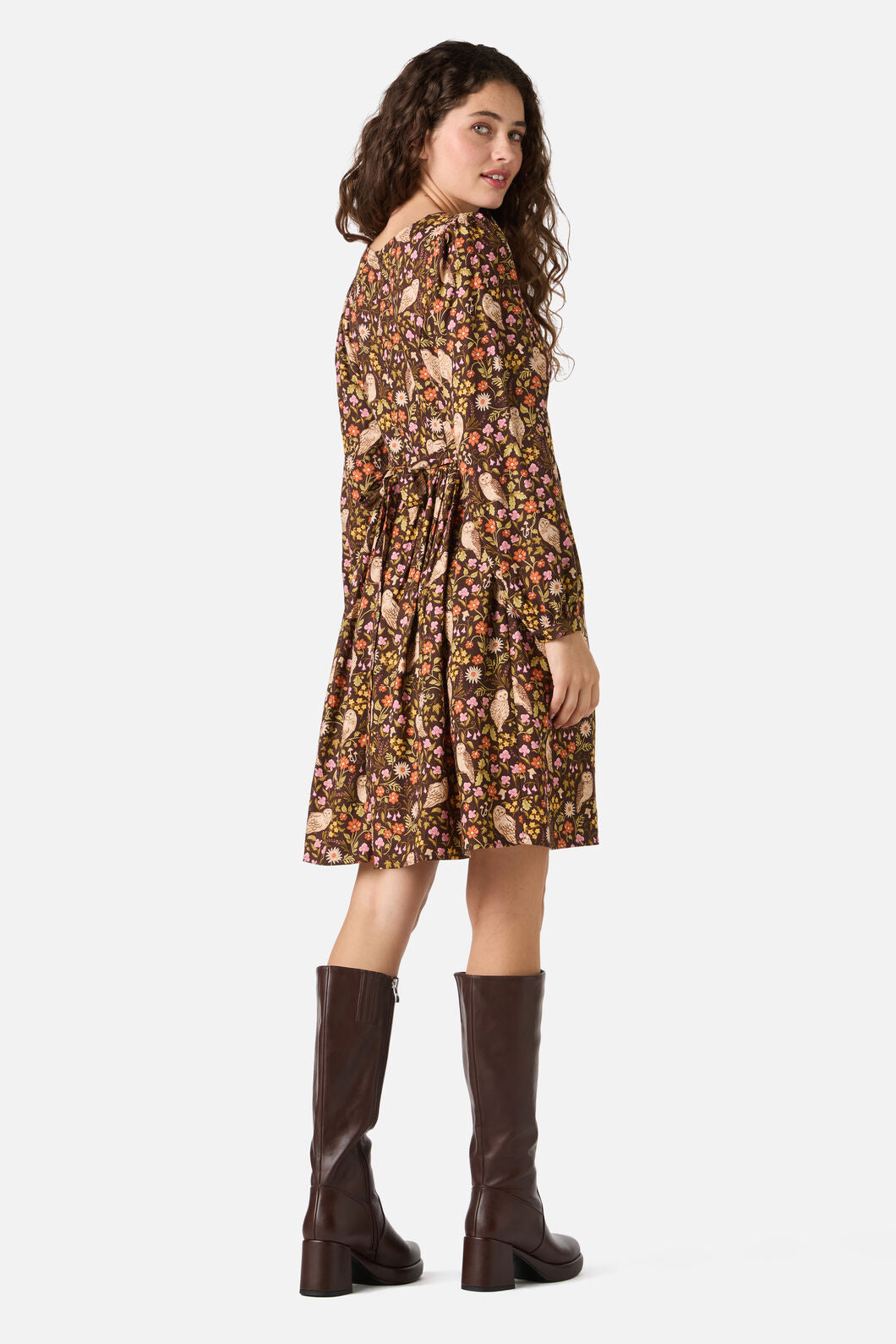 Princess Highway - Forest Owl Mini Dress - chocolate