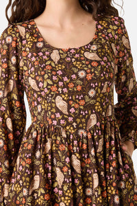 Princess Highway - Forest Owl Mini Dress - chocolate