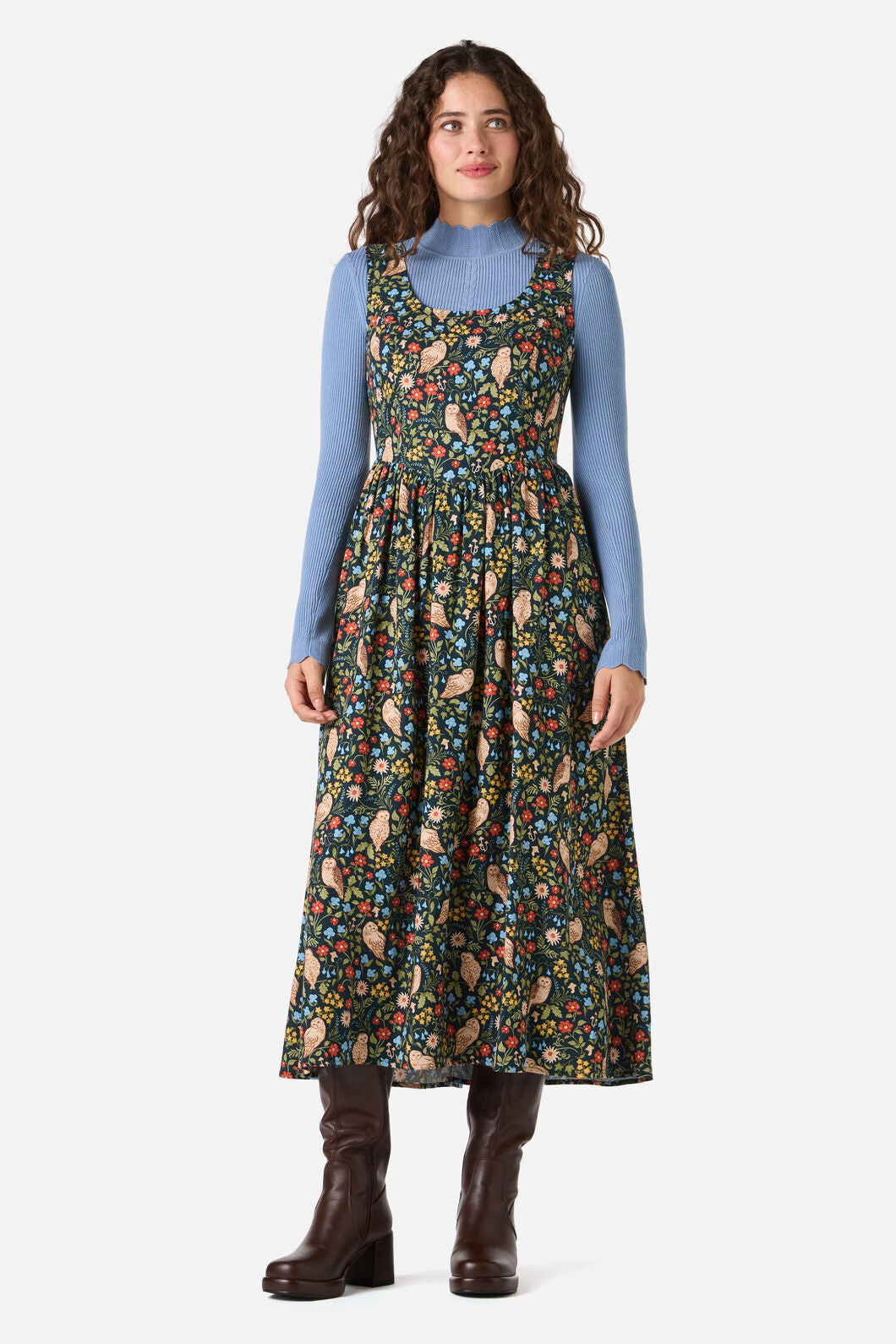 Princess Highway - Forest Owl Midi Dress - teal