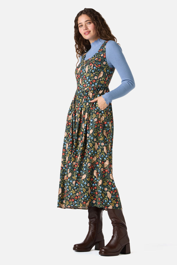 Princess Highway - Forest Owl Midi Dress - teal
