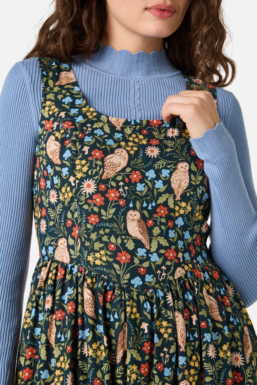 Princess Highway - Forest Owl Midi Dress - teal