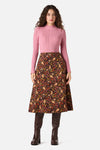 Princess Highway - Forest Owl Cord Midi Skirt - chocolate