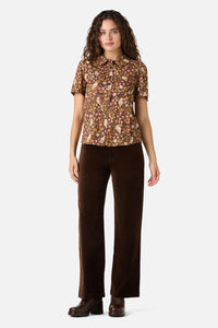 Princess Highway - Forest Owl Short Sleeve Blouse - chocolate