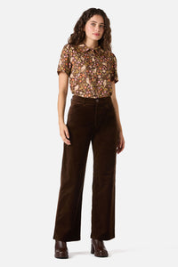 Princess Highway - Forest Owl Short Sleeve Blouse - chocolate