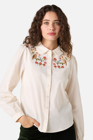 Princess Highway - Owl Embroidered Blouse - cream
