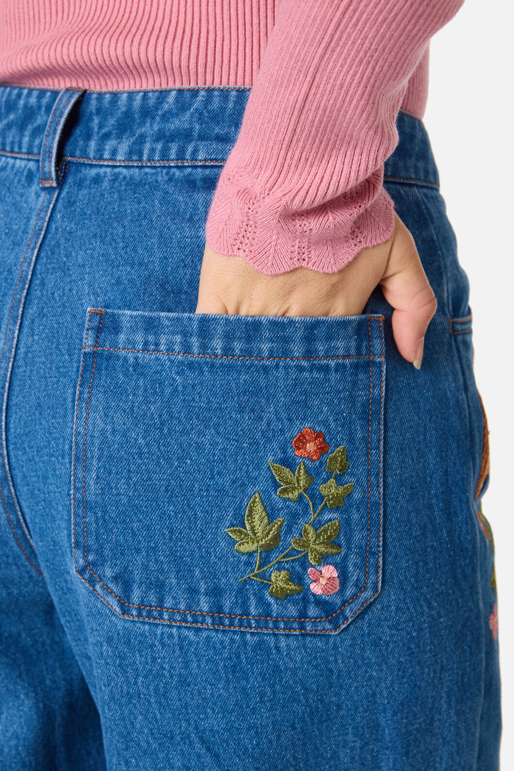 Princess Highway - Forest Owl Embroidered Jean - blue-denim