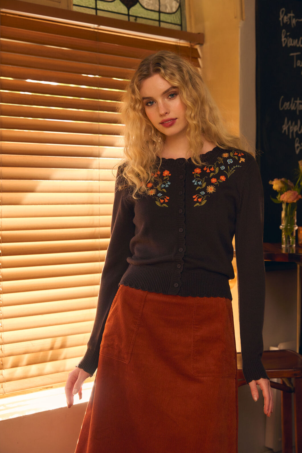 Princess Highway - Forest Flora Embroidered Cardigan - chocolate