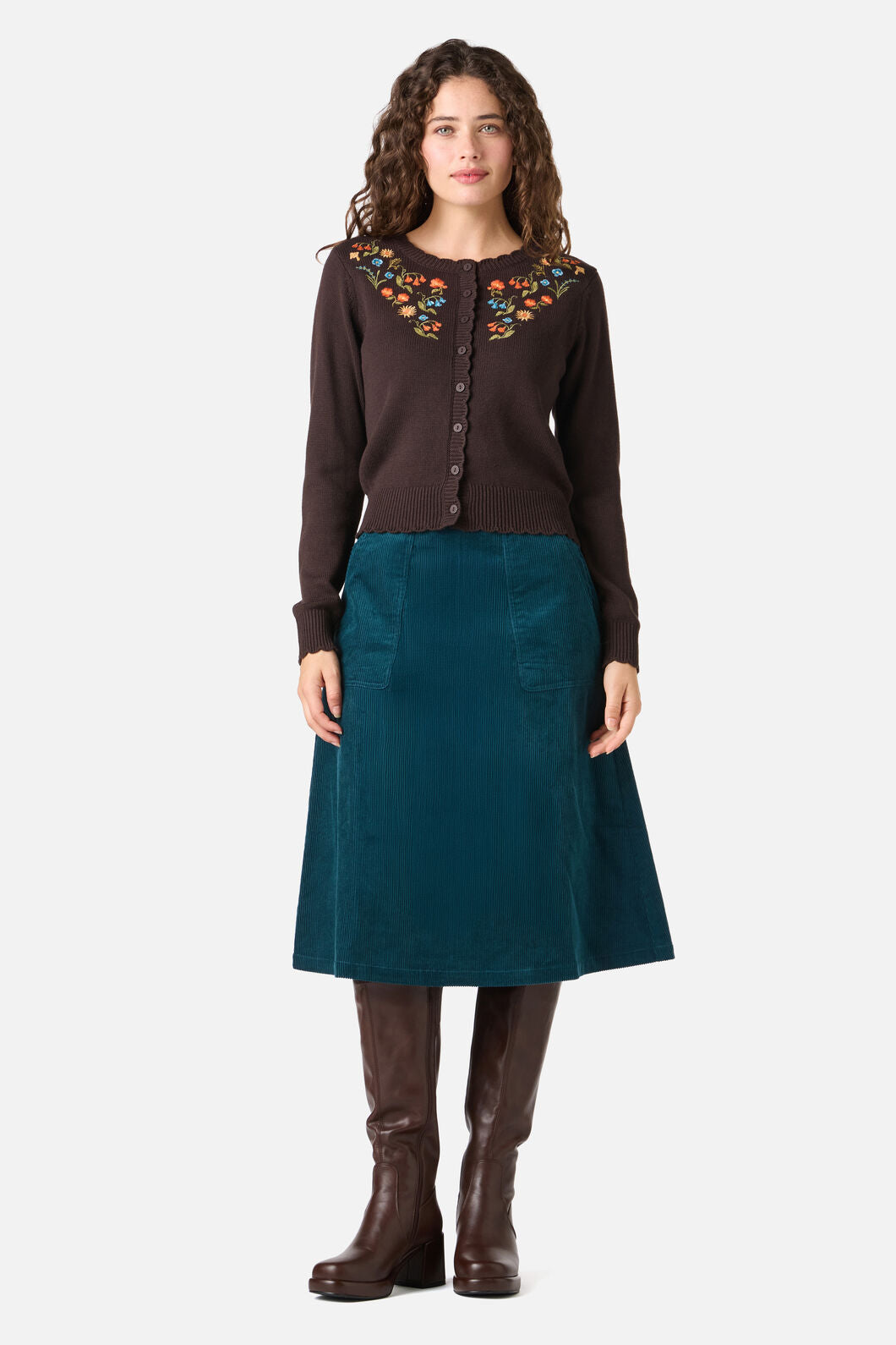 Princess Highway - Forest Flora Embroidered Cardigan - chocolate