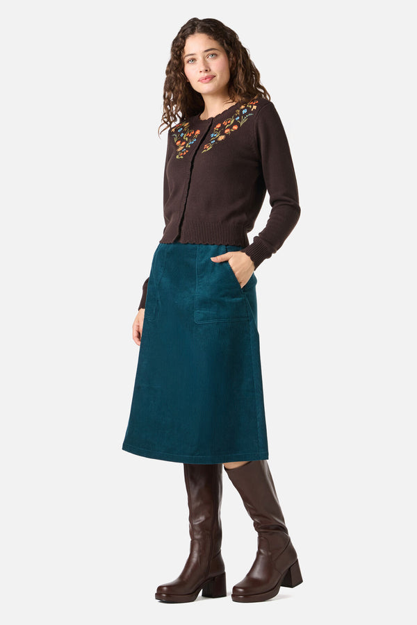 Princess Highway - Forest Flora Embroidered Cardigan - chocolate