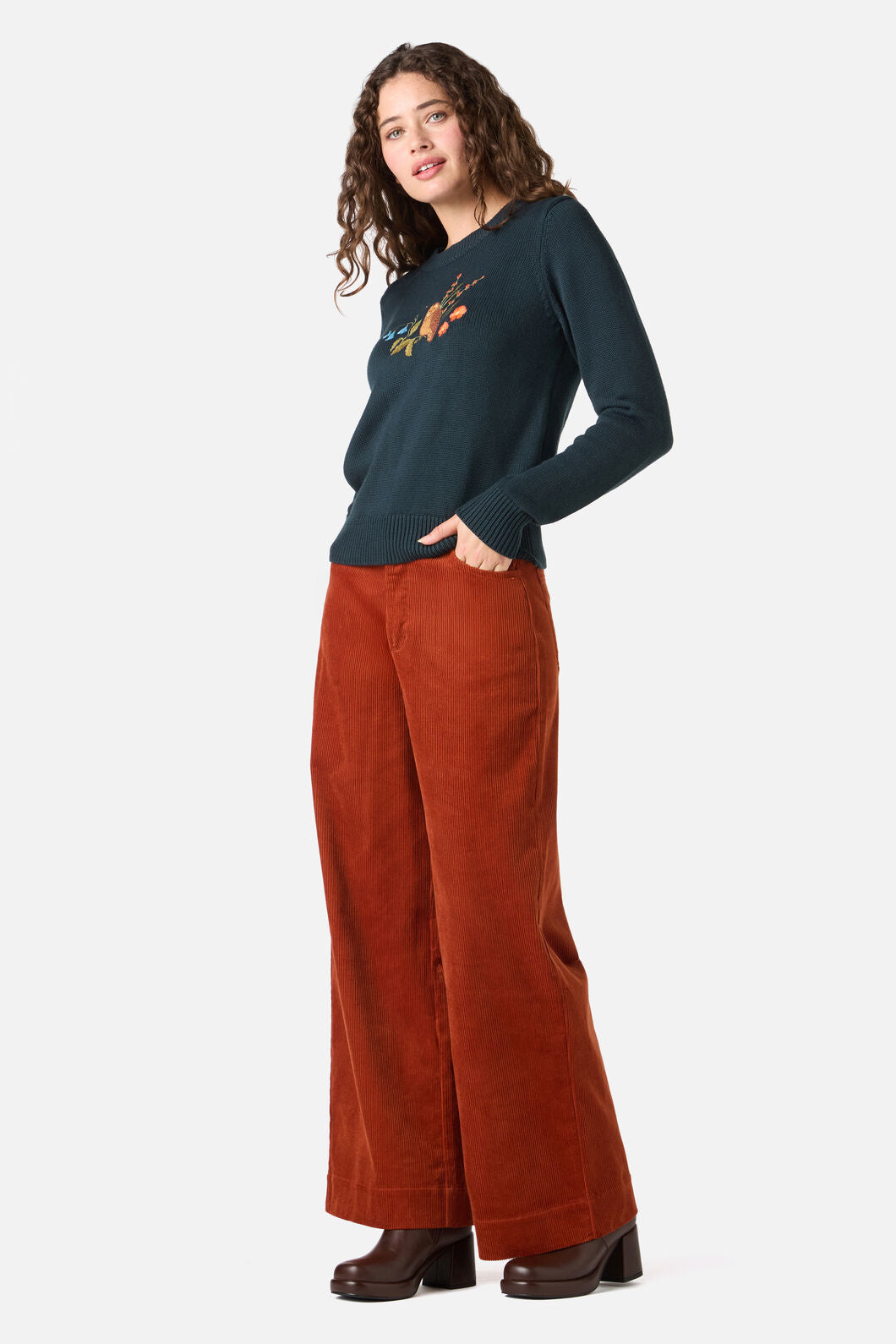 Princess Highway - Owl Embroidered Jumper - teal