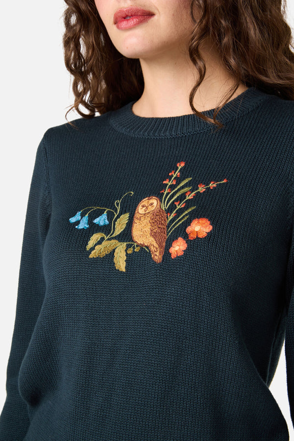 Princess Highway - Owl Embroidered Jumper - teal