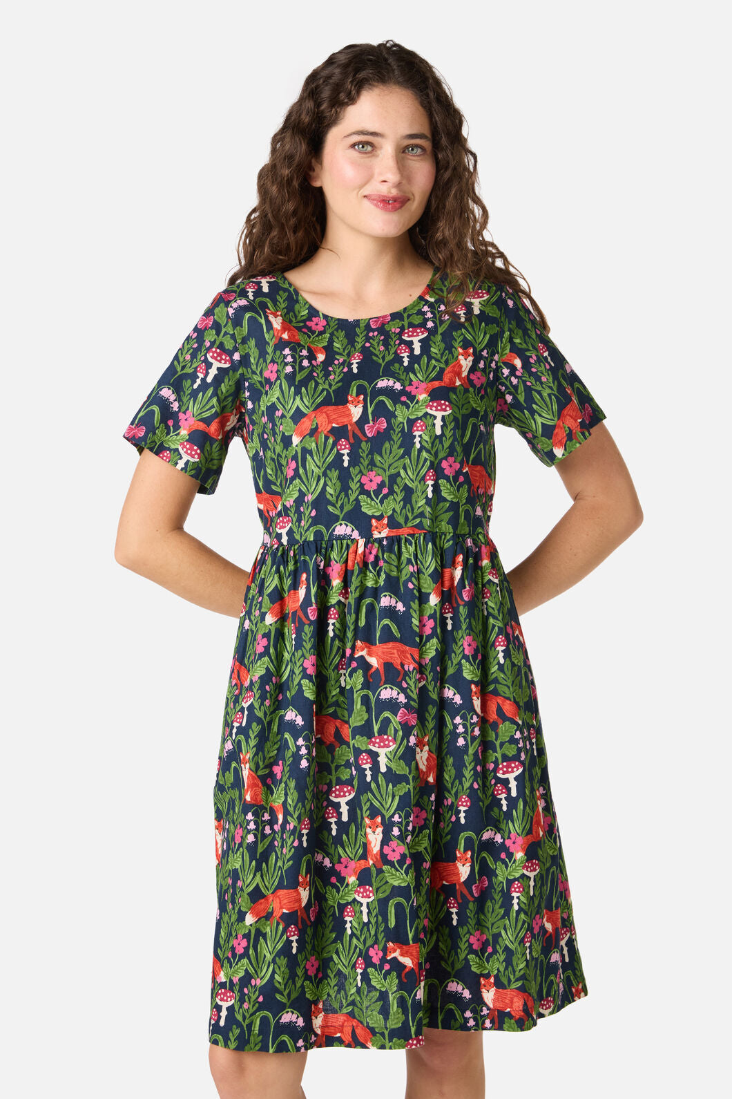 Princess Highway - Fancy Foxes Smock Dress - navy