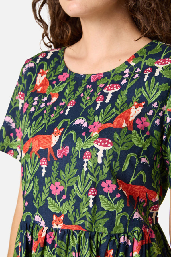 Princess Highway - Fancy Foxes Smock Dress - navy