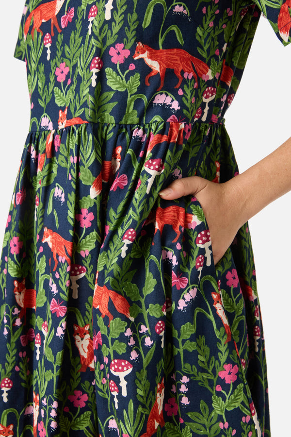 Princess Highway - Fancy Foxes Smock Dress - navy