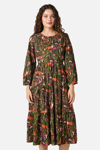 Princess Highway - Fancy Foxes Midi Dress - chocolate