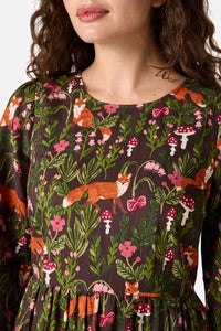 Princess Highway - Fancy Foxes Midi Dress - chocolate