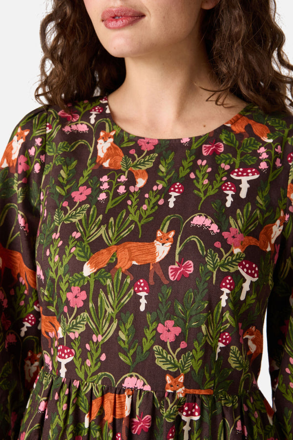 Princess Highway - Fancy Foxes Midi Dress - chocolate