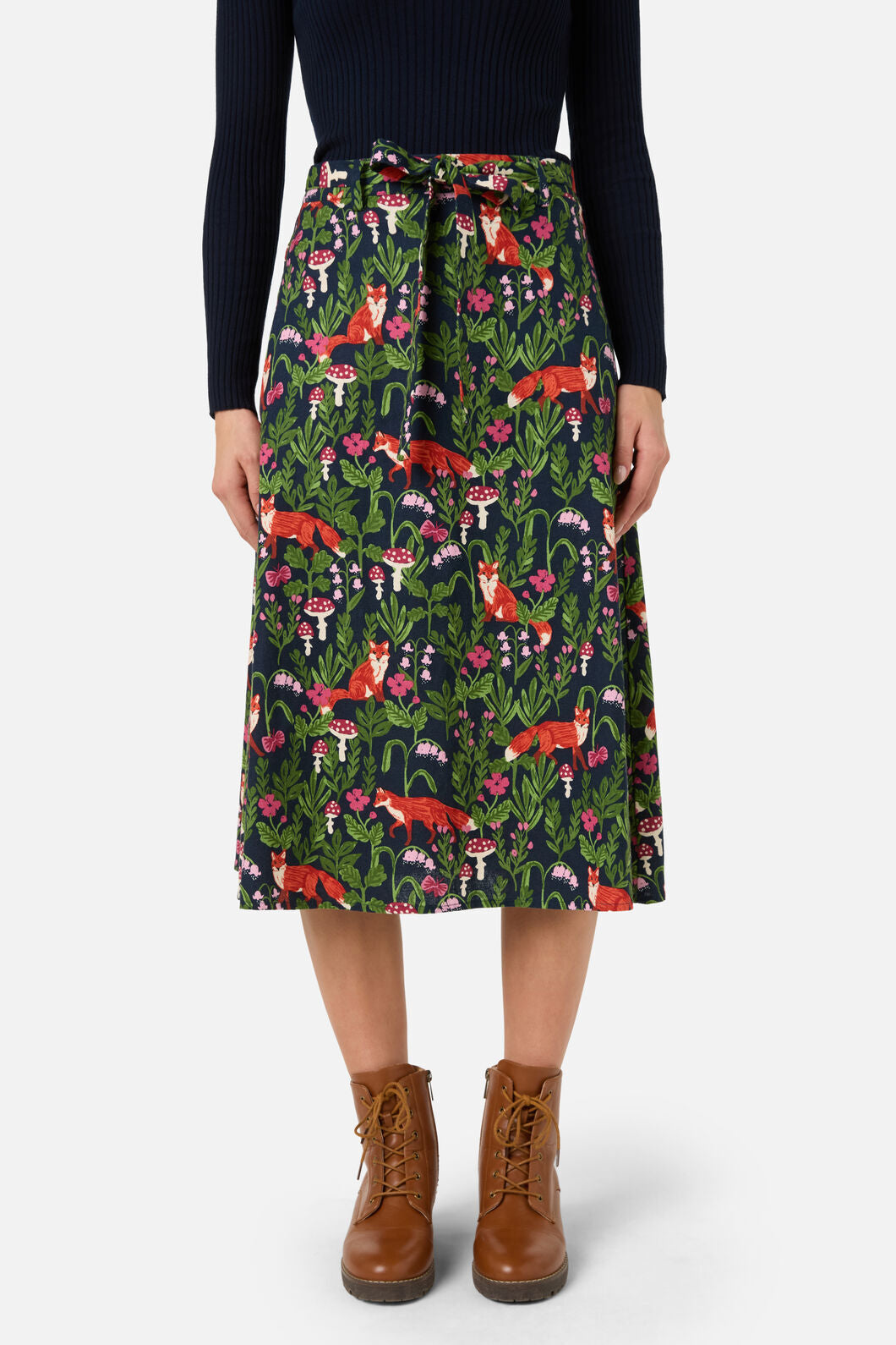 Princess Highway - Fancy Foxes Midi Skirt - navy