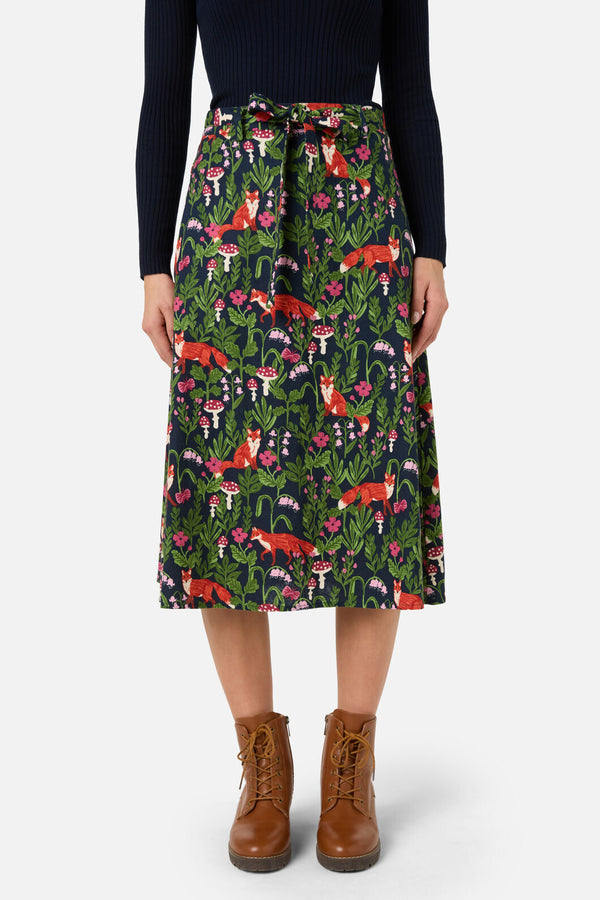 Princess Highway - Fancy Foxes Midi Skirt - navy