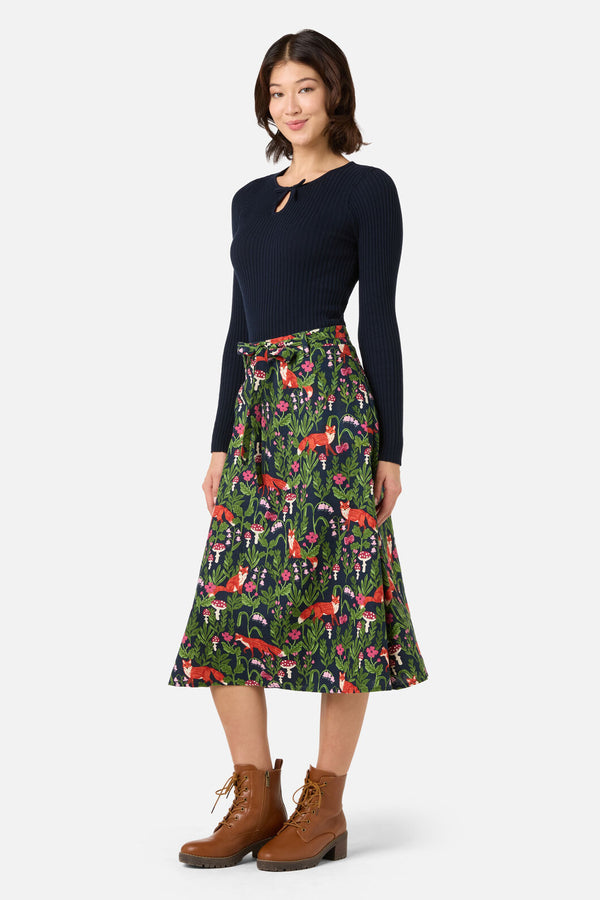 Princess Highway - Fancy Foxes Midi Skirt - navy