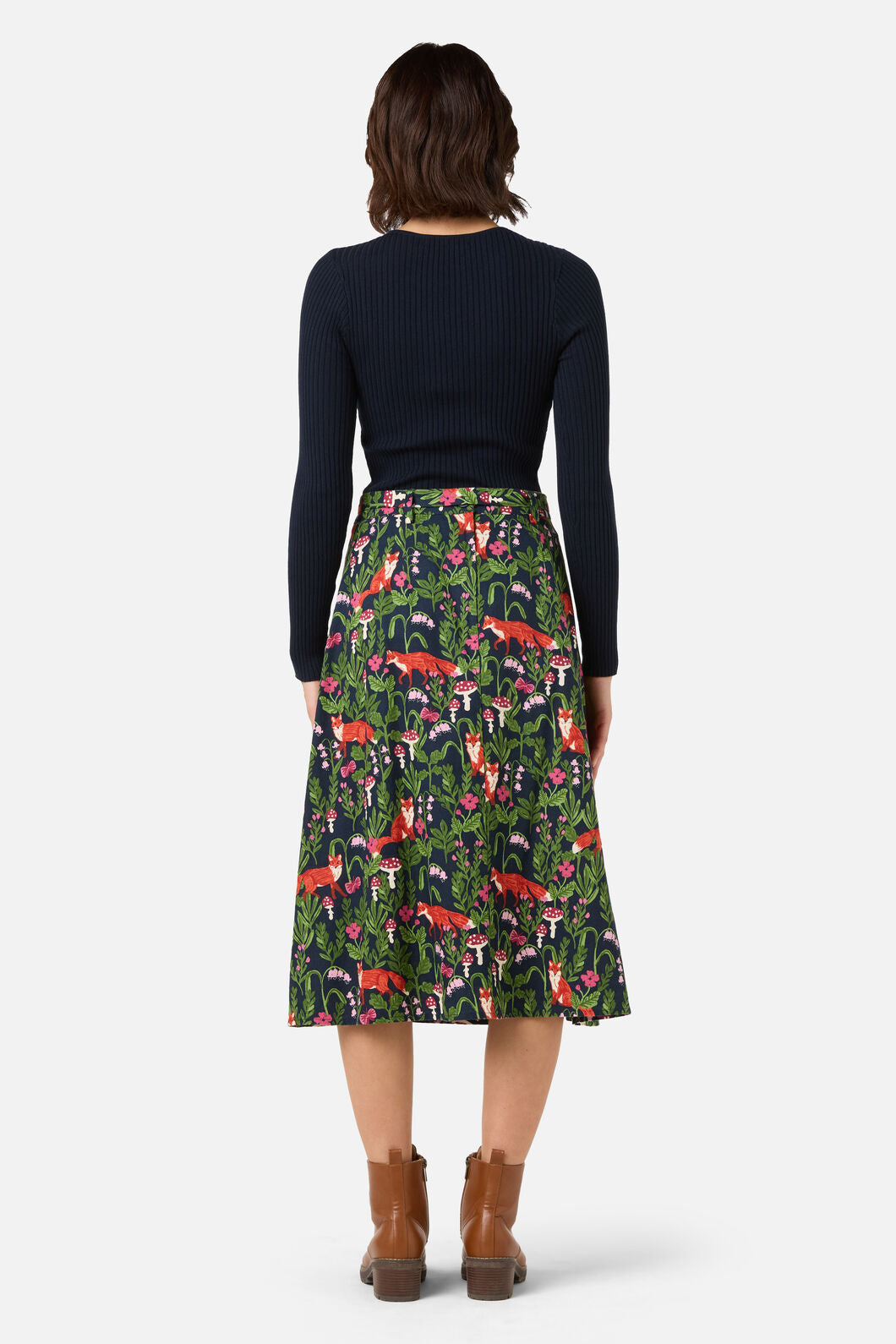 Princess Highway - Fancy Foxes Midi Skirt - navy
