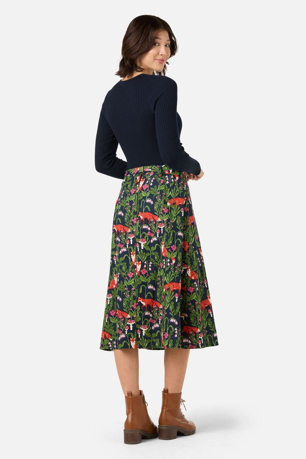 Princess Highway - Fancy Foxes Midi Skirt - navy