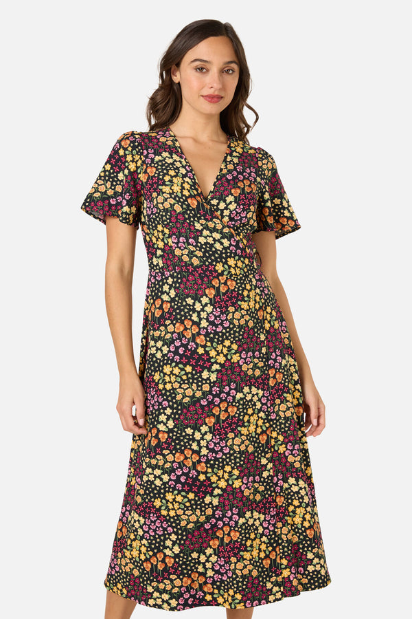 Princess Highway - Iris Ditsy Wrap Midi Dress - pink