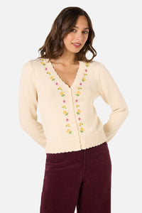 Princess Highway - Iris Embroidered Cardigan - cream