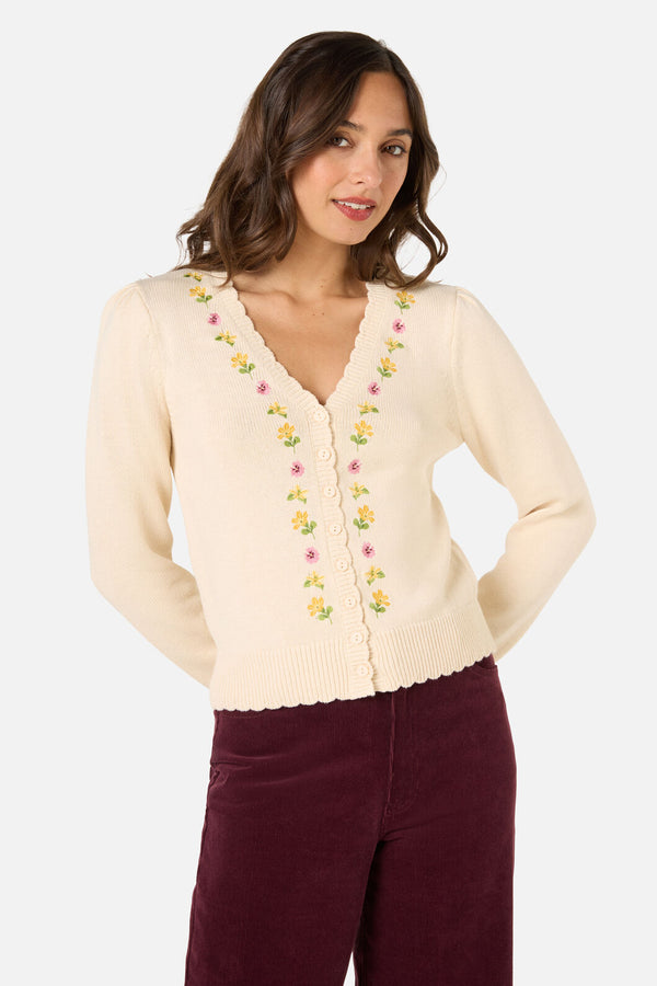 Princess Highway - Iris Embroidered Cardigan - cream
