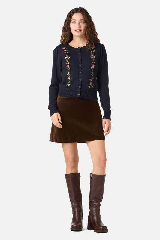 Princess Highway - Roses Embroidered Cardigan - navy