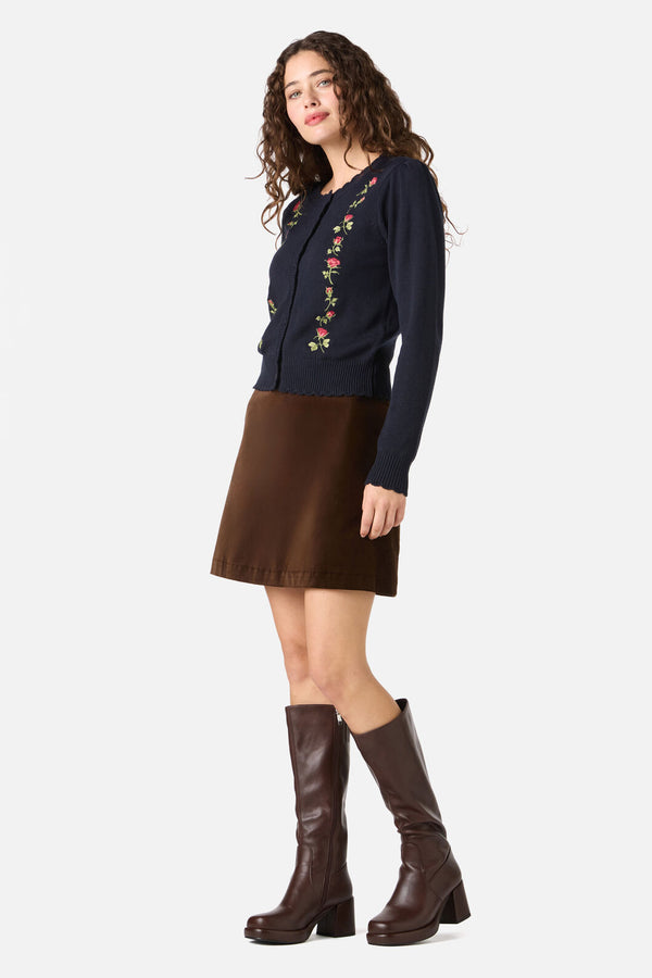 Princess Highway - Roses Embroidered Cardigan - navy