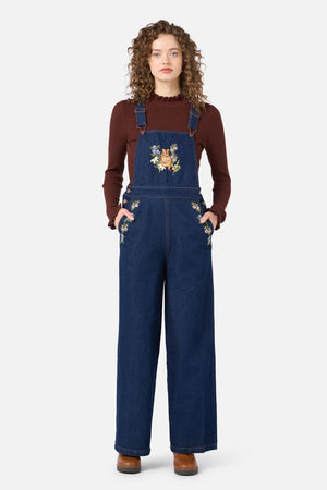 Princess Highway - Quokka Embroidered Overall - blue-denim